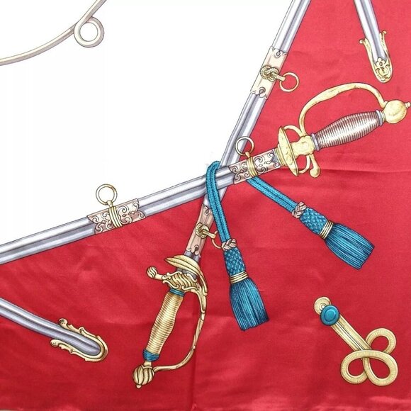 026143AO (S1) Celine Scarf Red Silk - Picture 3 of 12